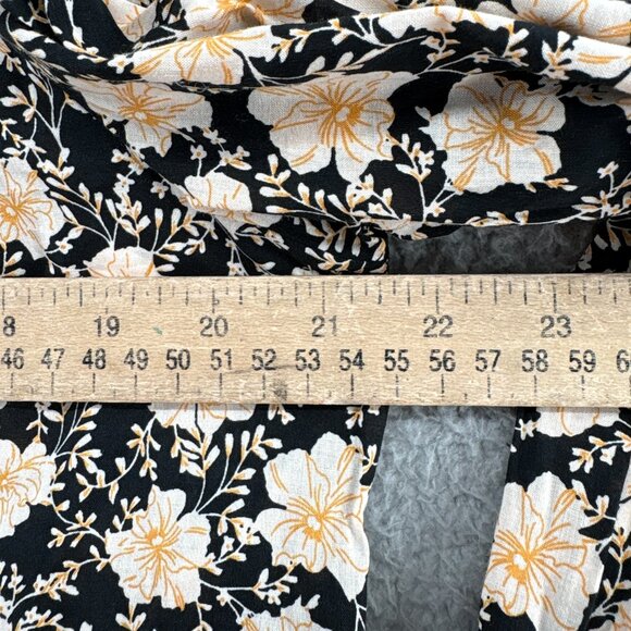 Who What Wear Floral Gardenia Garden Blouse Black Cream Print Women’s Size M NWT - Picture 7 of 11
